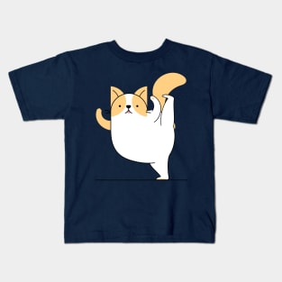 Cat Yoga Raised Leg Kids T-Shirt